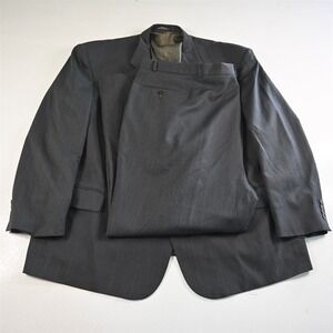 Vtg Stafford 56R 52x30 Gray Glenn Check USA Made Wool Mens Jacket Pants Suit